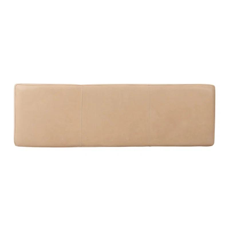 Palermo Nude Top Grain Leather Accent Bench with Solid Wood Legs