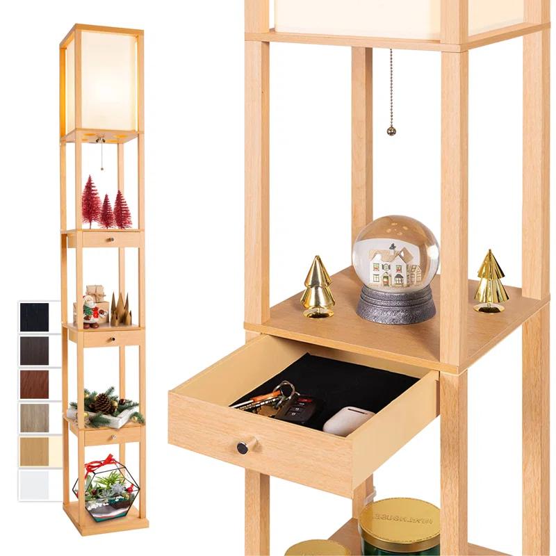 Latitude Run® 72" Column Floor Lamp With Shelves and 3 Drawers