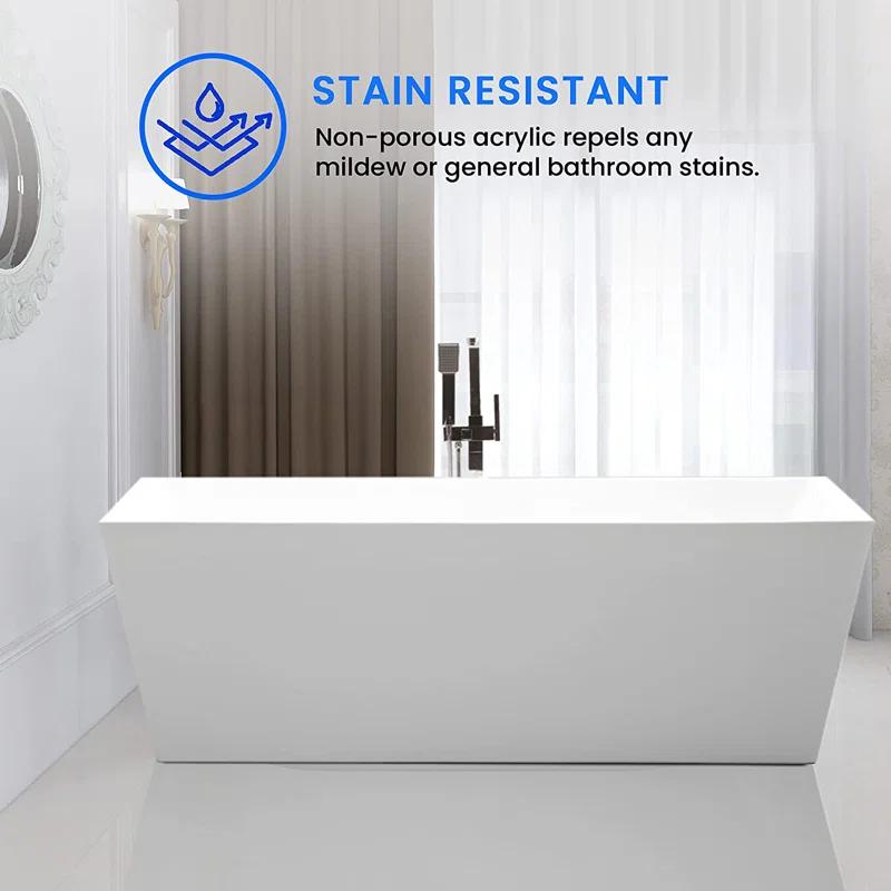 Elena 59" x 30" Freestanding Soaking Acrylic Bathtub