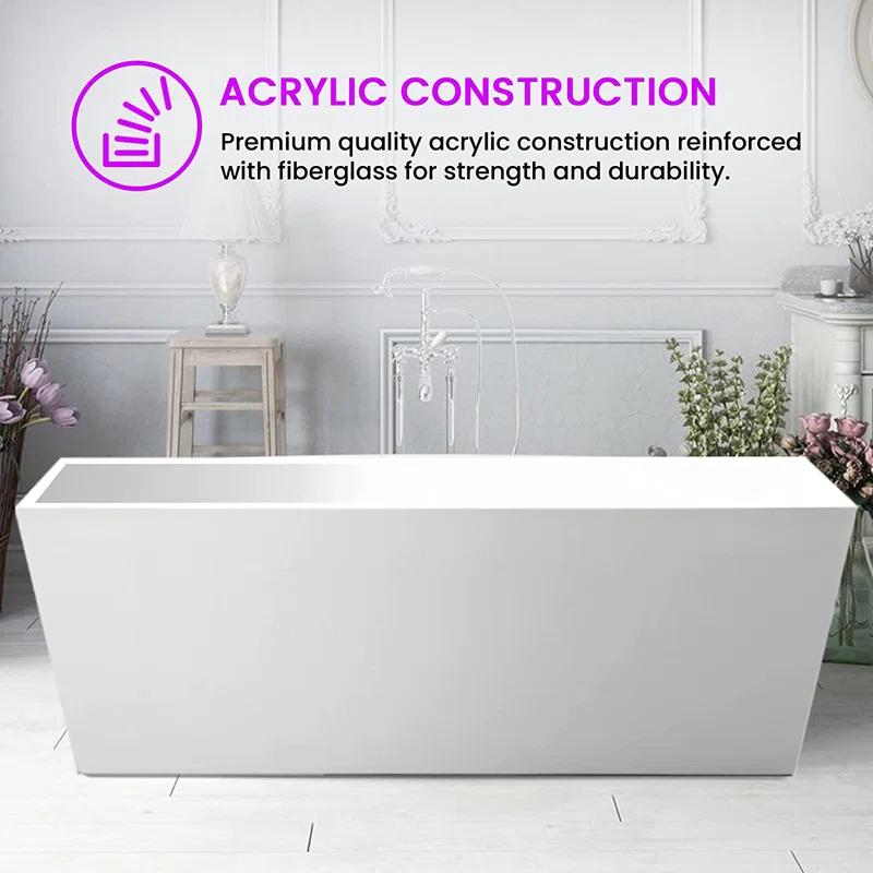 Elena 59" x 30" Freestanding Soaking Acrylic Bathtub