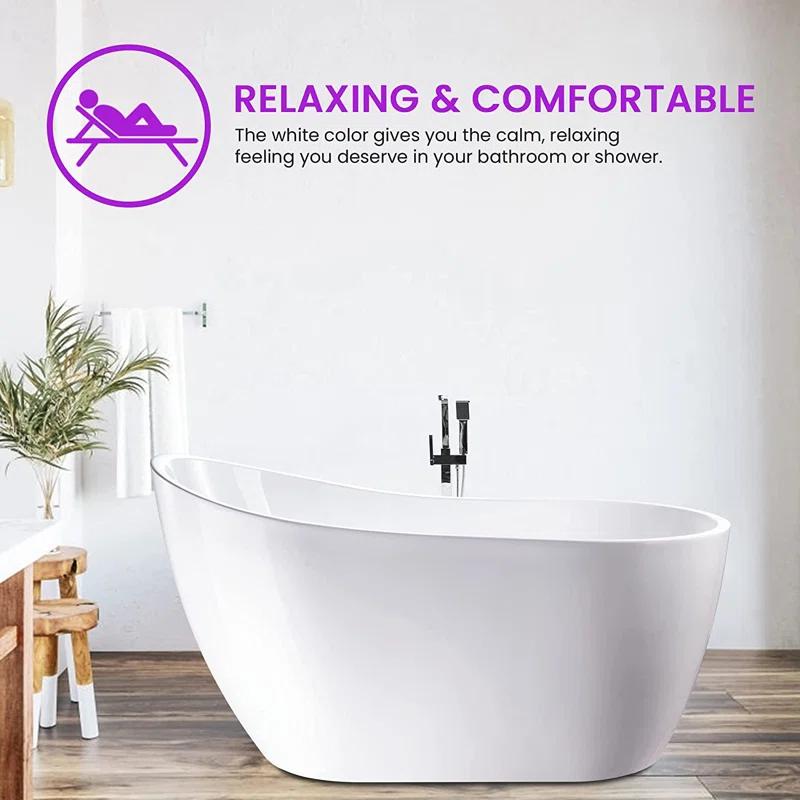 54" X 28" Freestanding Soaking Acrylic Bathtub