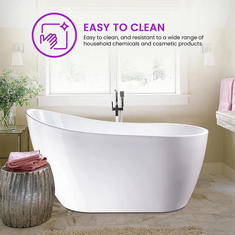 54" X 28" Freestanding Soaking Acrylic Bathtub