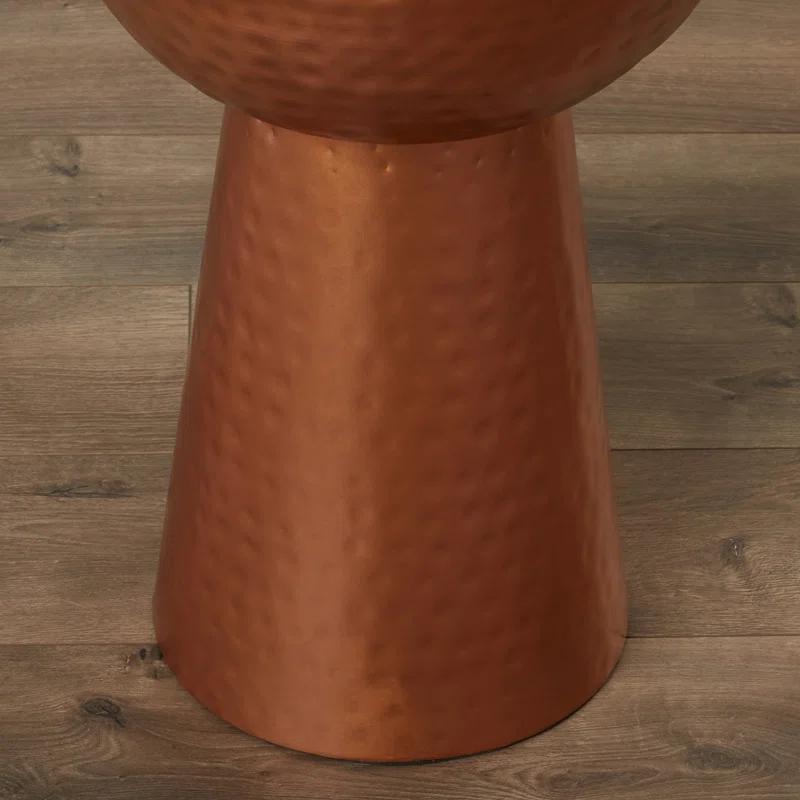 Ivy Bronx Dolina Metal Handmade Side End Accent Table with Hammered Design