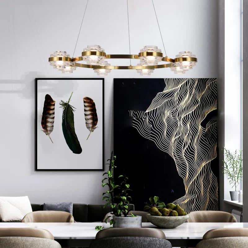 Milano 33-In Ring 8-Light Height Adjustable ETL Certified Integrated LED Circular Chandelier