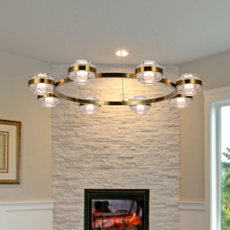 Milano 33-In Ring 8-Light Height Adjustable ETL Certified Integrated LED Circular Chandelier