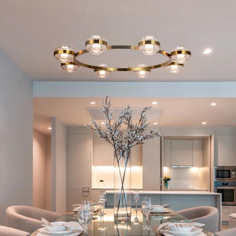 Milano 33-In Ring 8-Light Height Adjustable ETL Certified Integrated LED Circular Chandelier