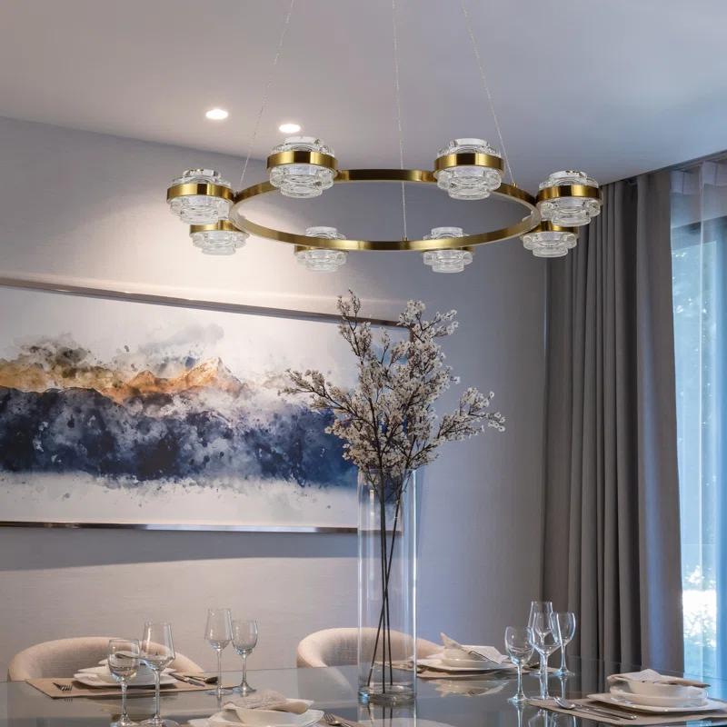Milano 33-In Ring 8-Light Height Adjustable ETL Certified Integrated LED Circular Chandelier