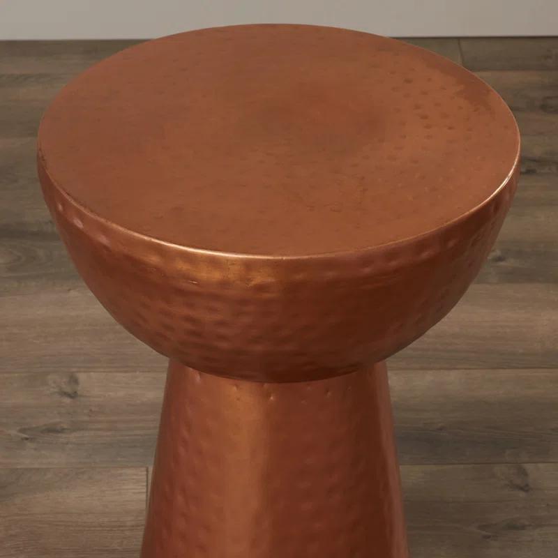 Ivy Bronx Dolina Metal Handmade Side End Accent Table with Hammered Design