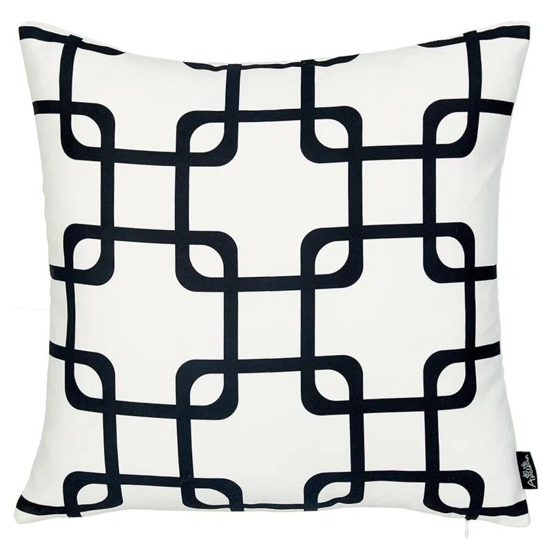 GeoSquares 18" Black and White Polyester Throw Pillow Cover