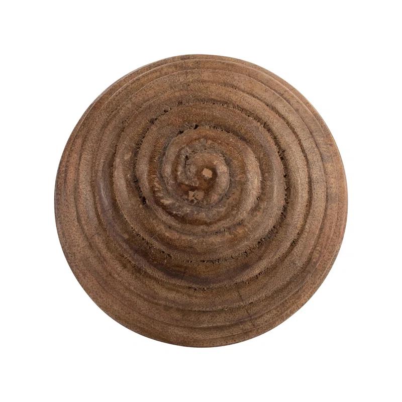 Sagebrook Home Nena Natural Round Brown Ridged Wooden Orb Decor Contemporary Rustic