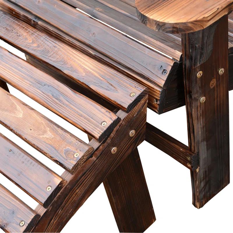 Wood Adirondack Chair with Ottoman