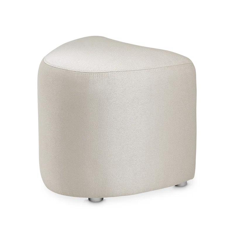 Contemporary Eclipse Cream Vanity Stool with Stainless Steel Frame