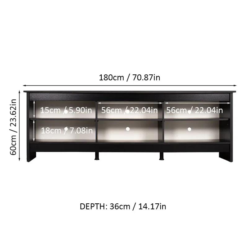 Ebern Designs Media Console TV Stand Entertainment Center with 6 Shelves and Cable Management for 65, 75 Inch Television Living Room and Bedroom Modern Wooden