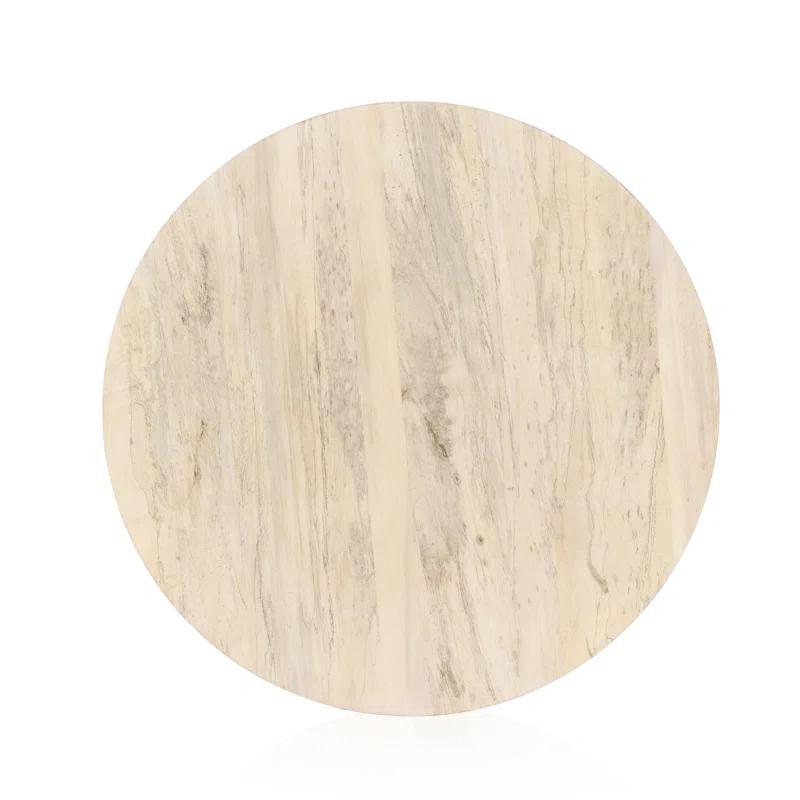 Bleached Wood Round Pedestal Coffee Table