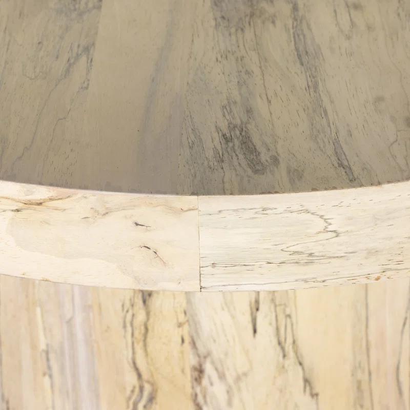 Bleached Wood Round Pedestal Coffee Table