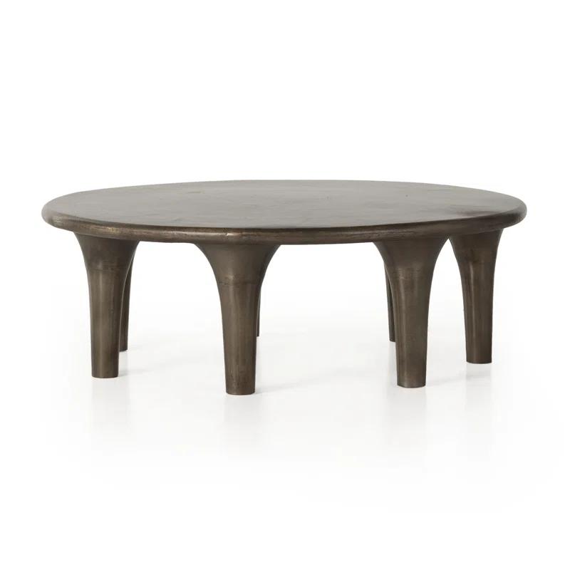 Marlow Collection 48" Round Aged Bronze Metal Coffee Table