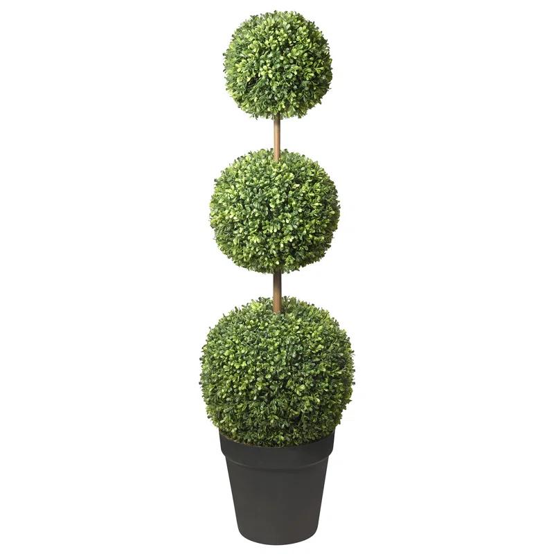 Elegant Adjustable Triple-Ball Boxwood Topiary, 64'' in Plastic Pot