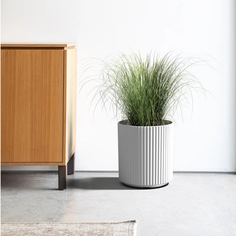 Roman Fluted Edge 16" White Round Planter for Indoor & Outdoor