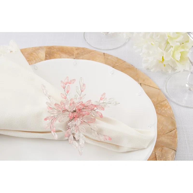 Saro Beaded Flower Napkin Ring (Set of 4)