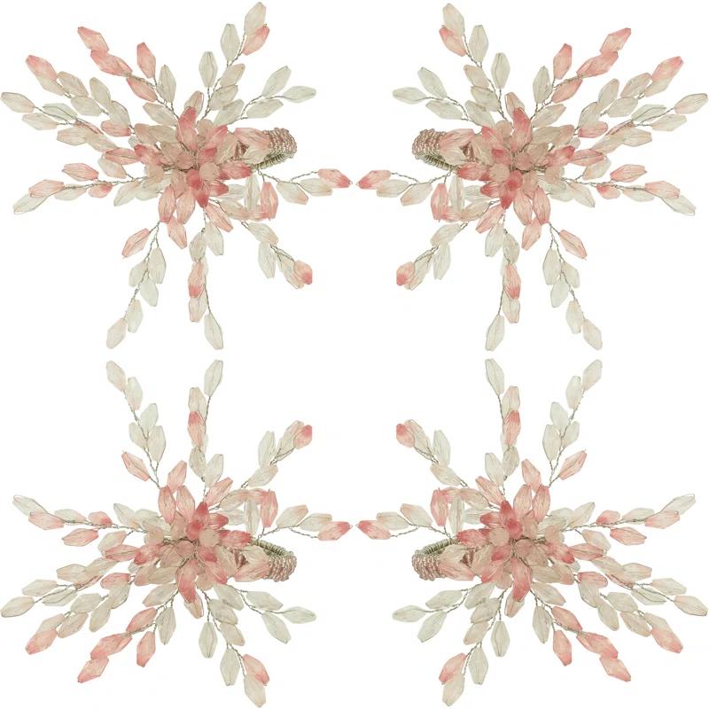 Saro Beaded Flower Napkin Ring (Set of 4)