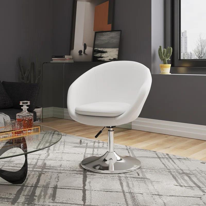 Faux Leather Swivel Barrel Chair