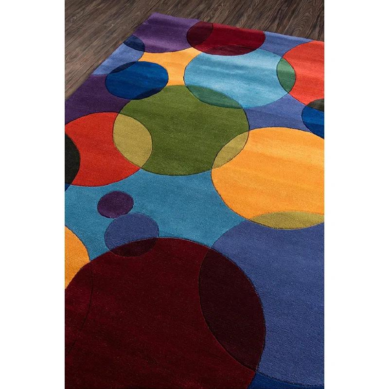 Handmade Impressionist Wool Blend Rectangular Rug, Multi 3'6" x 5'6"