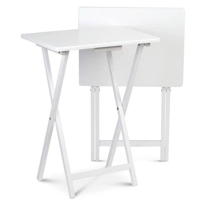 PJ Wood 19.09'' Solid Wood Rectangular Portable Folding Table (Set of 2)