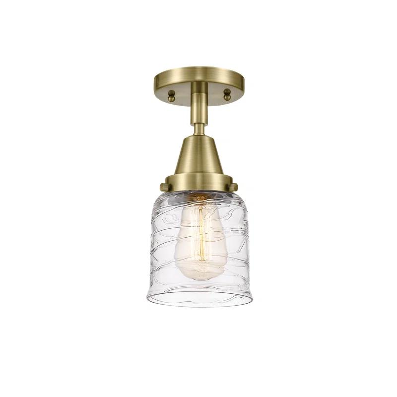 Antique Brass Bell 10" Glass LED Flush Mount for Indoor/Outdoor