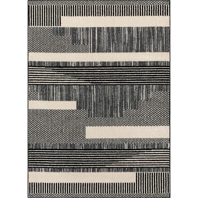 Athena Modern Moroccan Geometric Black and Dark Grey Area Rug