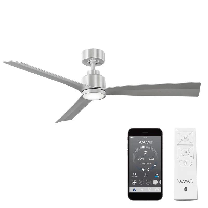 Brushed Aluminum 52'' Smart Ceiling Fan with LED Light