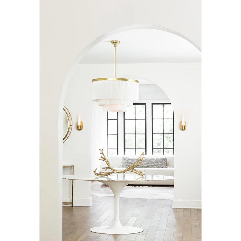 Elegant Natural Brass and Glass Direct-Wired Sconce