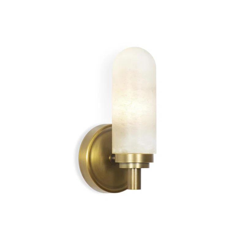 Natural Brass and Alabaster Single Light Sconce