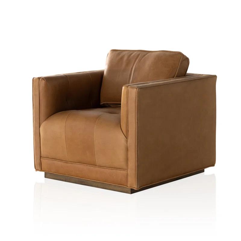 Palermo Cognac Luxurious Leather Swivel Armchair