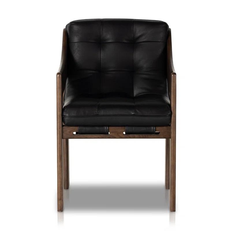 Heirloom Black Terra Brown Ash Upholstered Leather Arm Chair