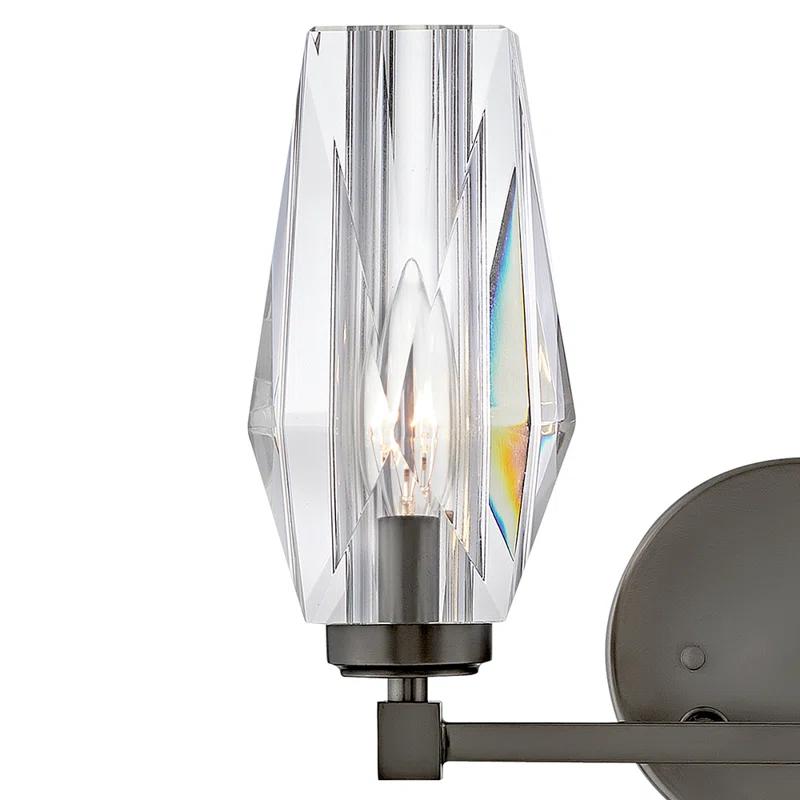 Hinkley Ana 2-Light Bath Vanity w/ Faceted Heavy-Cut Diamond-Shaped Crystal Shades - Black Oxide