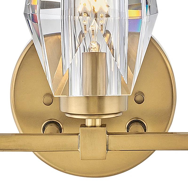 Hinkley Ana 3-Light Bath Vanity w/ Faceted Heavy-Cut Diamond-Shaped Crystal Shades - Heritage Brass