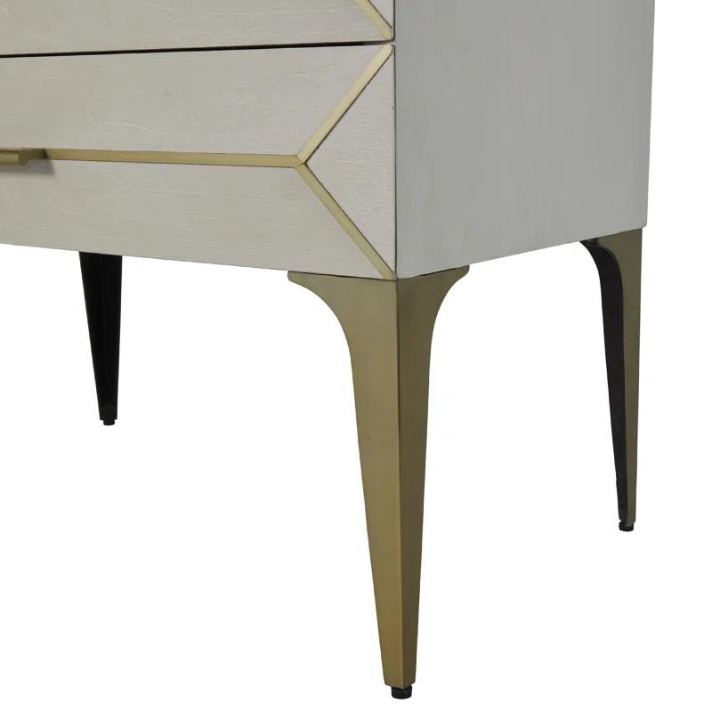 Whitley Transitional Brown and White 2-Drawer Nightstand