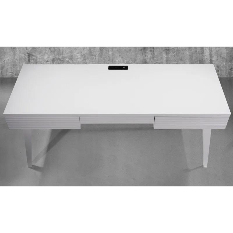 Furnitech Solid Wood Base Writing Desk with Power Outlet