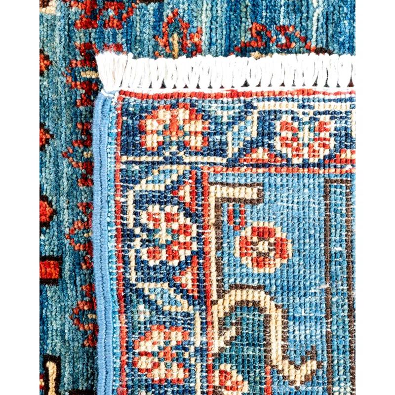Tribal Serapi Light Blue Wool Runner 2'10" x 8'0"