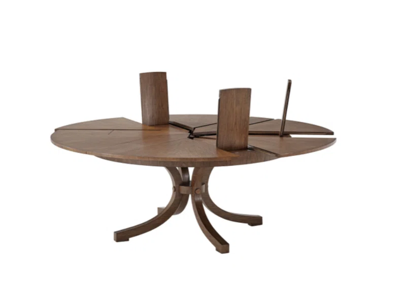Contemporary Mahogany Extendable Round Dining Table