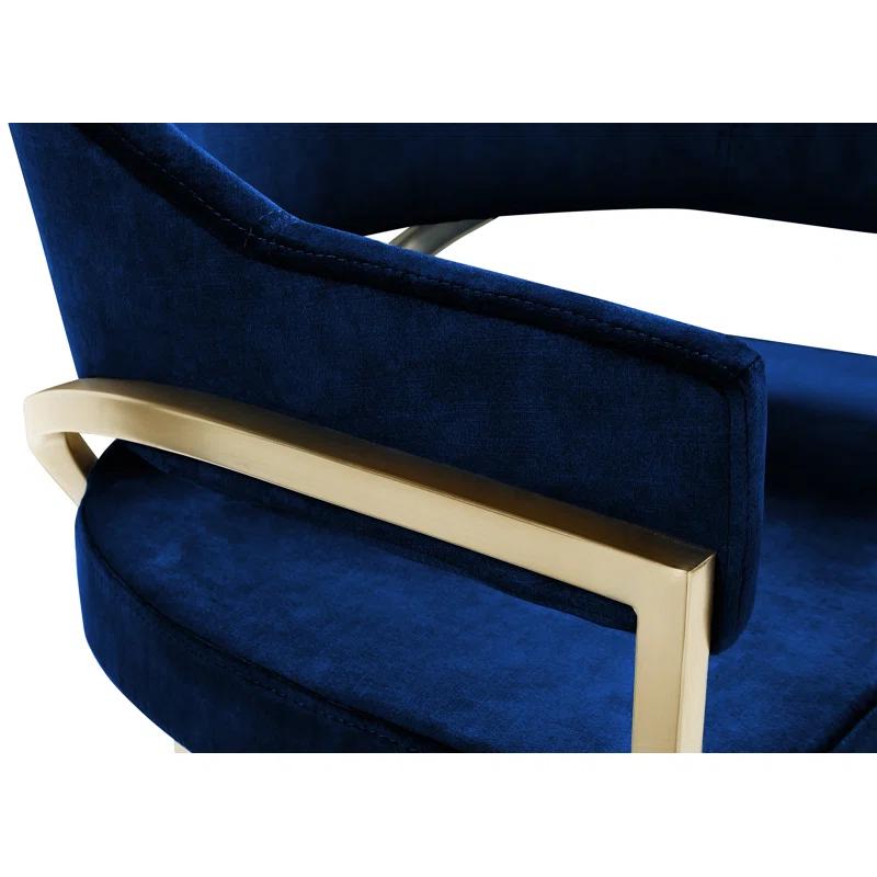 Madelyn Navy Velvet Upholstered Barrel-Back Dining Chair, Set of 2