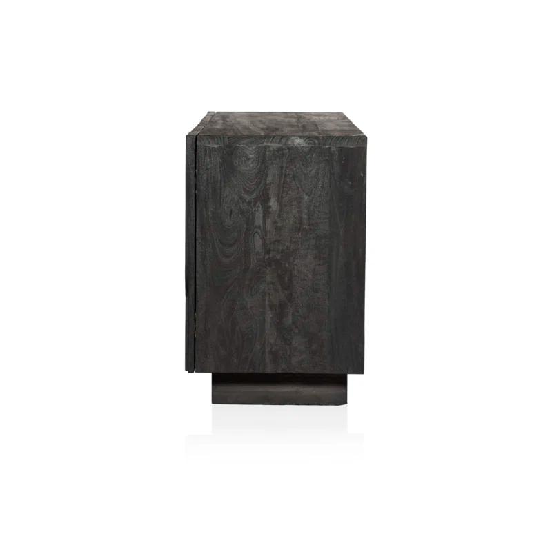 Dark Totem Black Reclaimed Wood Media Console with Cabinet