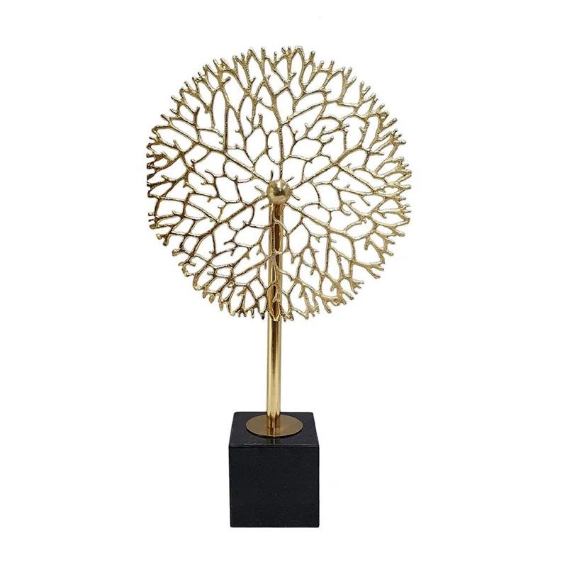 Gold & Black Aluminum Coral Figurine with Marble Base - 16" Tall
