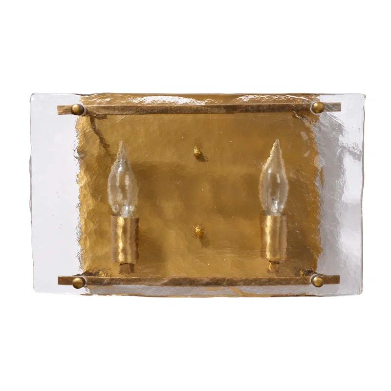 Antique Brass Textured Glass Dimmable Double Sconce