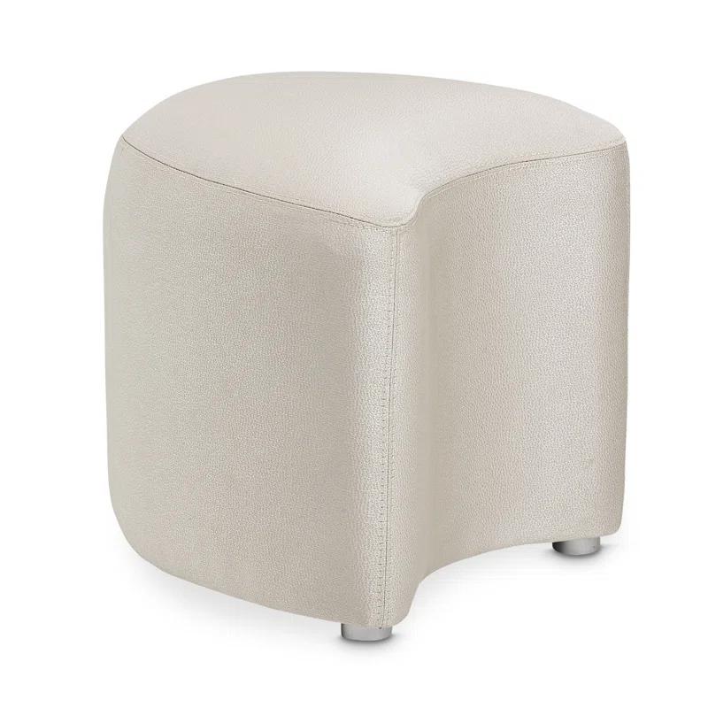 Contemporary Eclipse Cream Vanity Stool with Stainless Steel Frame