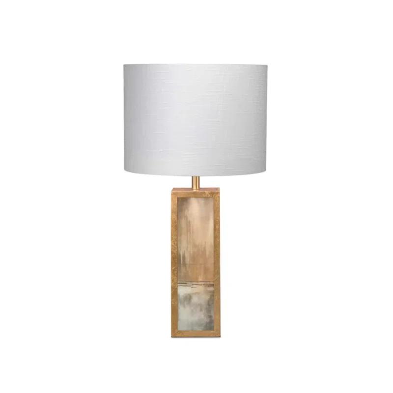 St. Louis Blues Gold Leaf Table Lamp with Off-White Linen Drum Shade