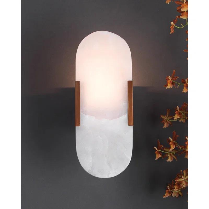 Delphi Antique Brass 2-Light Alabaster Wall Sconce