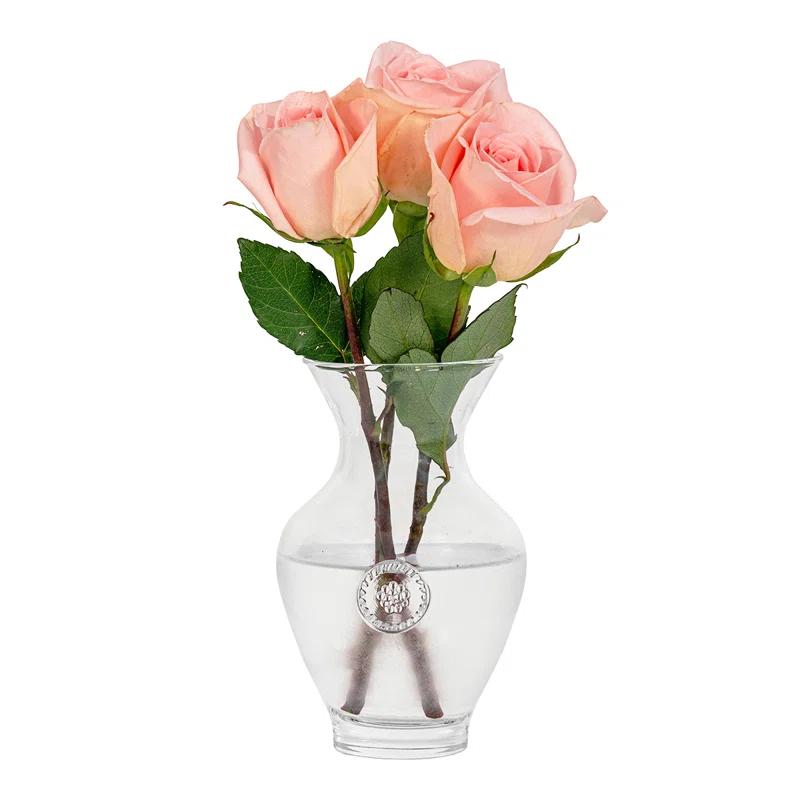 Clear Embossed Glass Mouth-Blown Decorative Table Vase