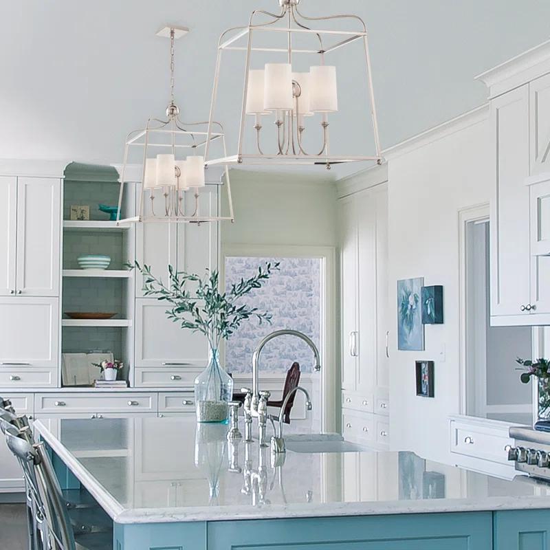 Four Light Chandelier With Linen Fabric Shades In Traditional Style 21.5 Inches Wide By 29.75 Inches High     -Traditional Installation Crystorama