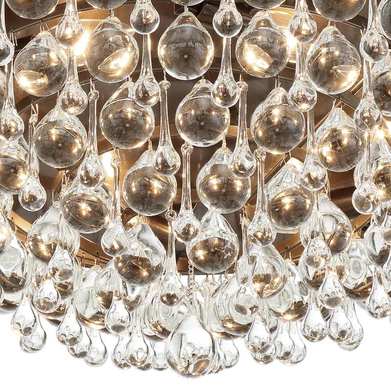 Vibrant Bronze 6-Light Chandelier with Clear Glass Drops